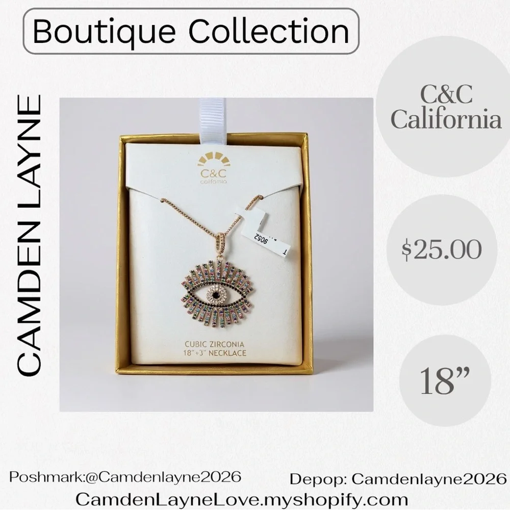 C&C California Gold and Multicolor Eye Pendant Necklace